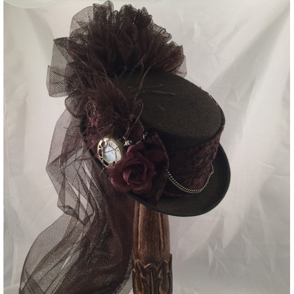 Ladies Brown Victorian Steampunk Riding  Hat Hat