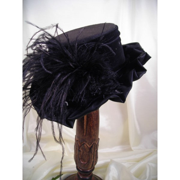 Small Black VIctorian Hat with Ruffled Brim