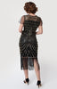 Gorgeous VIntage Inspired Black Cocktail Dress with Beads and Fringe-Rolande - Blanche's Place
