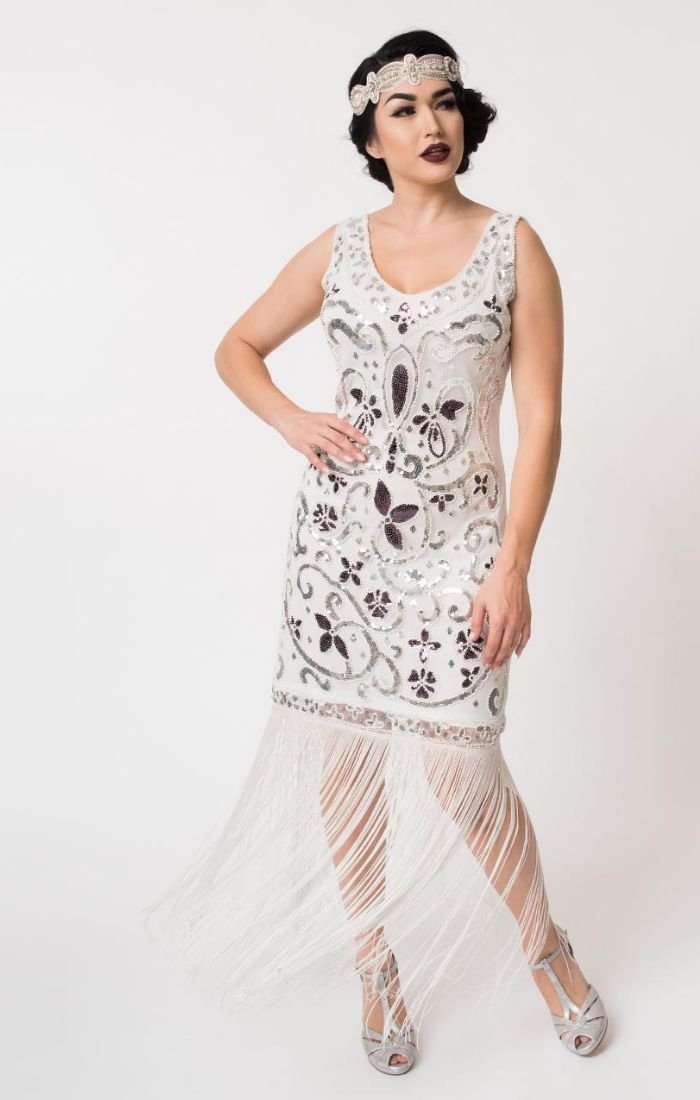 Great Gatsby beaded flapper dress with long fringe