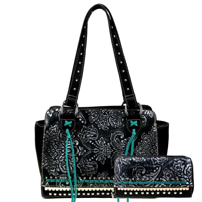 ABS-804 American Bling Embossed Collection Tote and Wallet Set