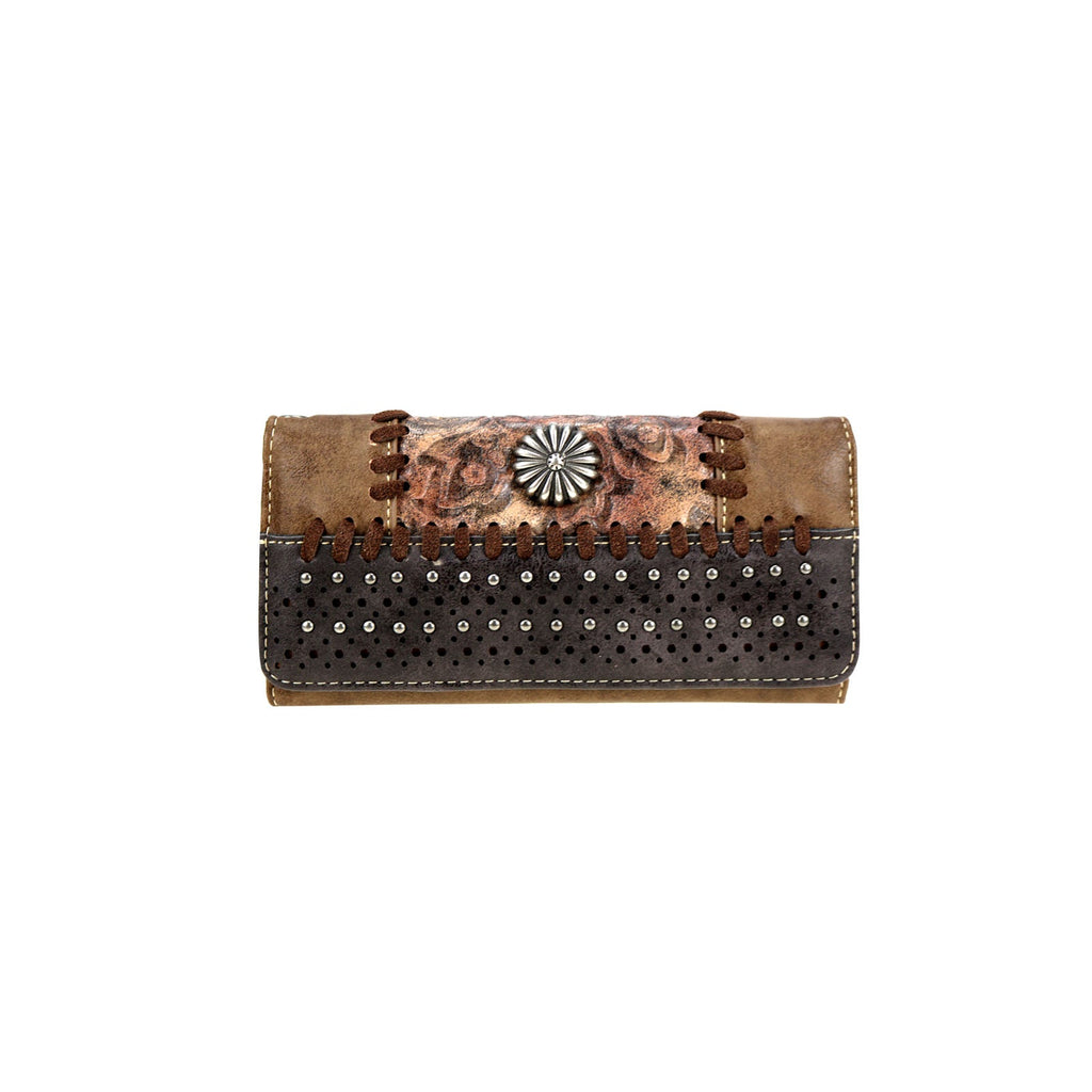 CLBW2-2713  American Bling Brown Concho Wallet/Wristlet