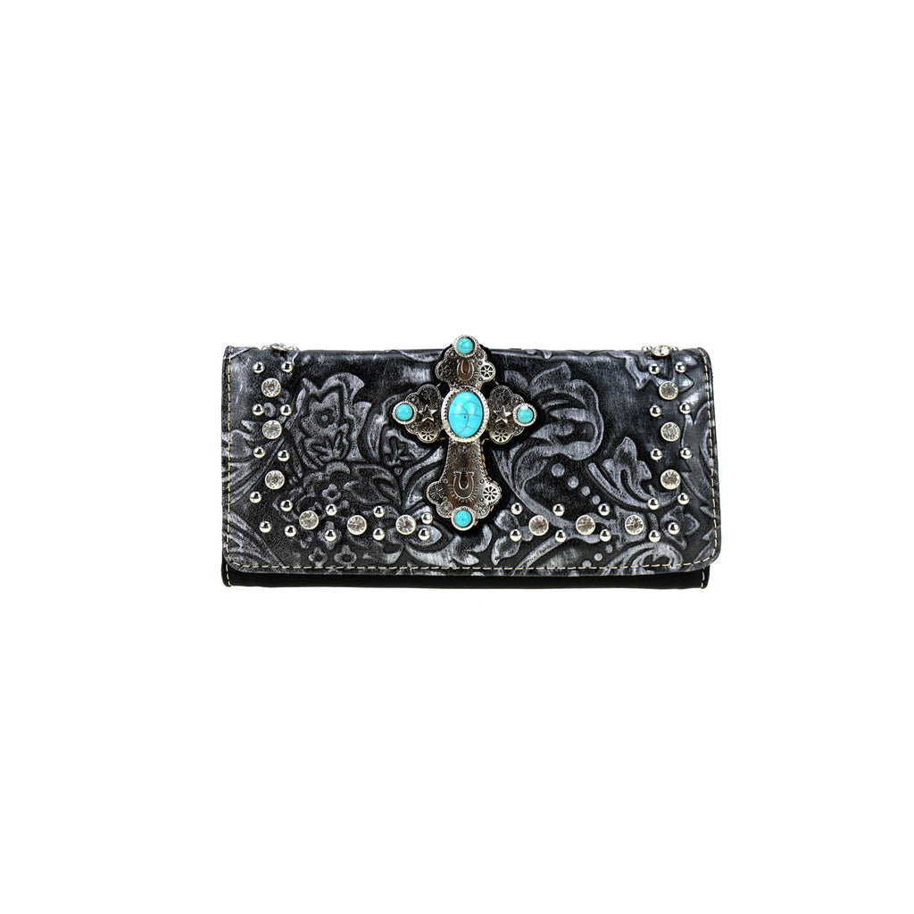 CLBW2-2819  American Bling Black Cross Wallet/Wristlet