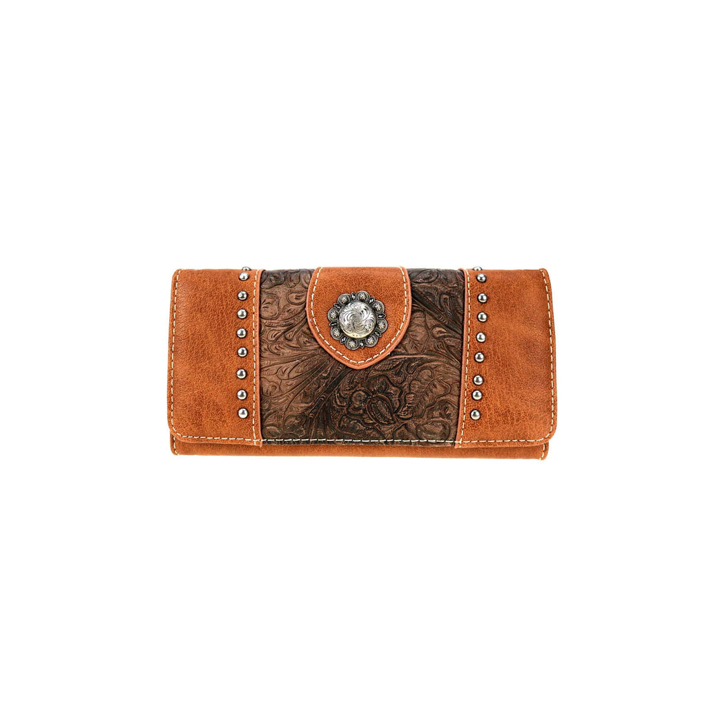 CLBW2-2820 American Bling Brown Concho Wallet/Wristlet