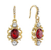 Downton Abbey Gold Tone Earring with Red Stone and Crystal-17552 - Blanche's Place