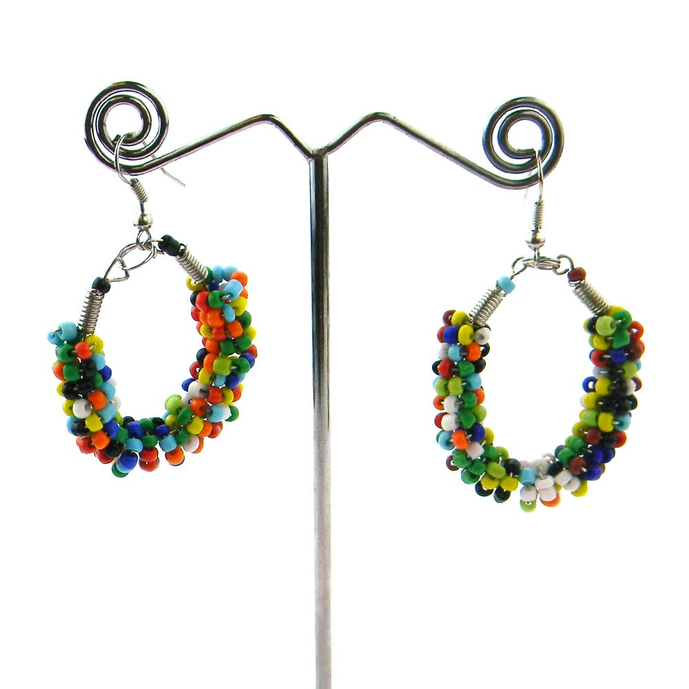 ERS170801-MLT  MULTI COLORS SEED BEADS ROUND CIRCLE EARRING