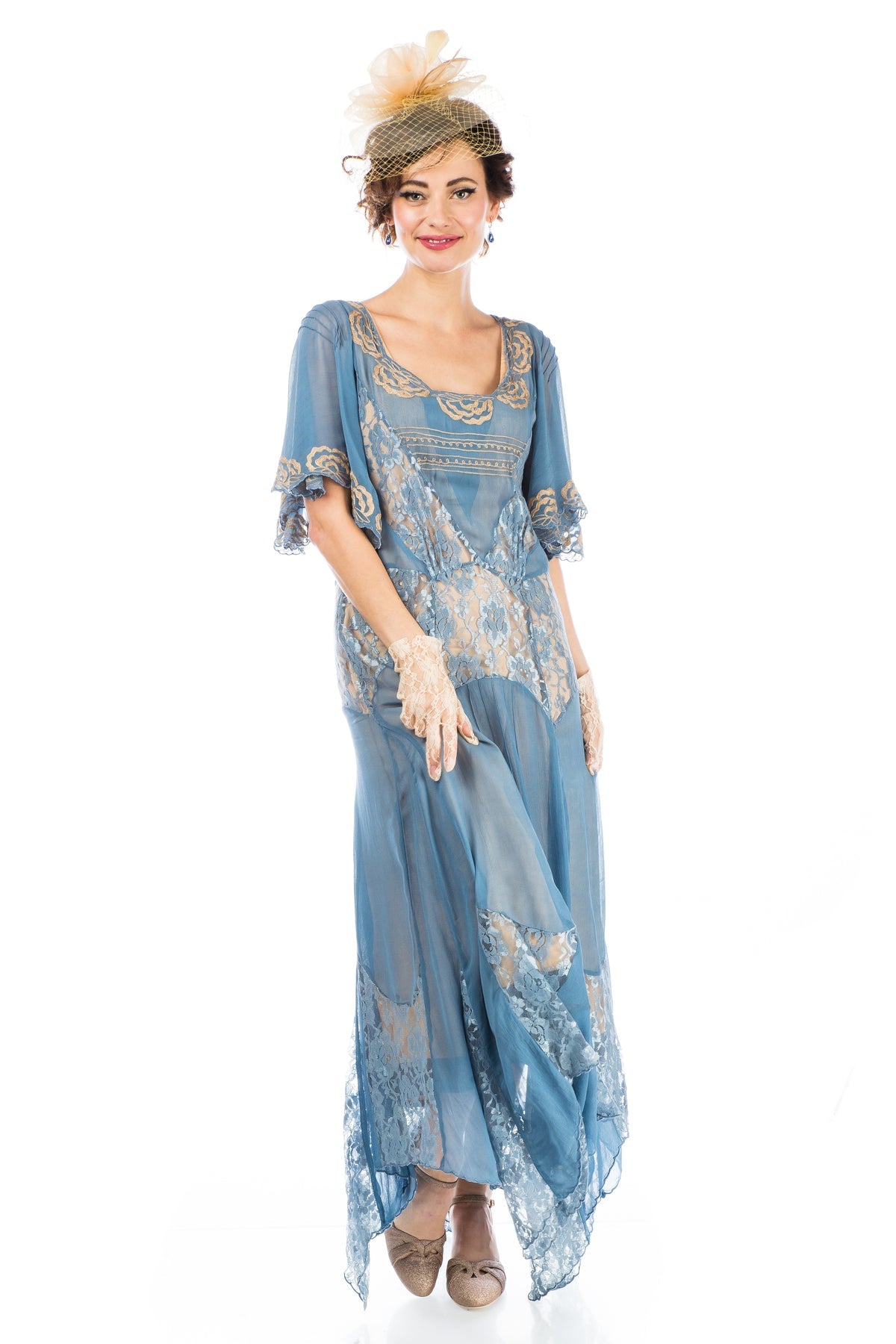 1920's Nataya Vintage Inspired Blue Lace Dress-40835 1920's Nataya Vintage Inspired Blue Lace Dress-40835