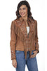 Womens Leather Western Fringe Jacket with Embroidery-L1005 - Blanche's Place