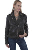 Womans Black Scully Leather Studded Motorcycle Jacket- L1006 - Blanche's Place