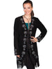 Ladies Long Leather Western Fringe Suede Coat with Turqoise Stud Accents-L165 - Blanche's Place