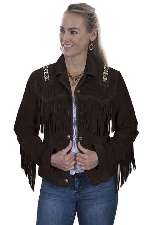 Ladies Western Fringe Jacket with Hand Laced and Bead Trim-L758 - Blanche's Place