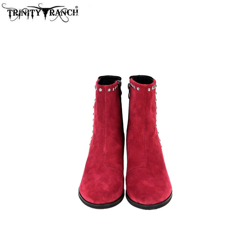 LBT-005 Trinity Ranch Western Leather Suede Booties Embroidered Collec