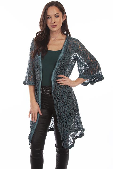 Ladies Floral Lace Western Cardigan-HC643 - Blanche's Place