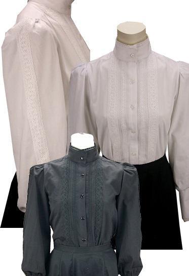 Grace Victorian Blouse With Lace Trim-CL441 - Blanche's Place