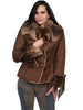 Ladies Western Faux Fur Leather Jacket With Oversized Fur Collar-8010 - Blanche's Place