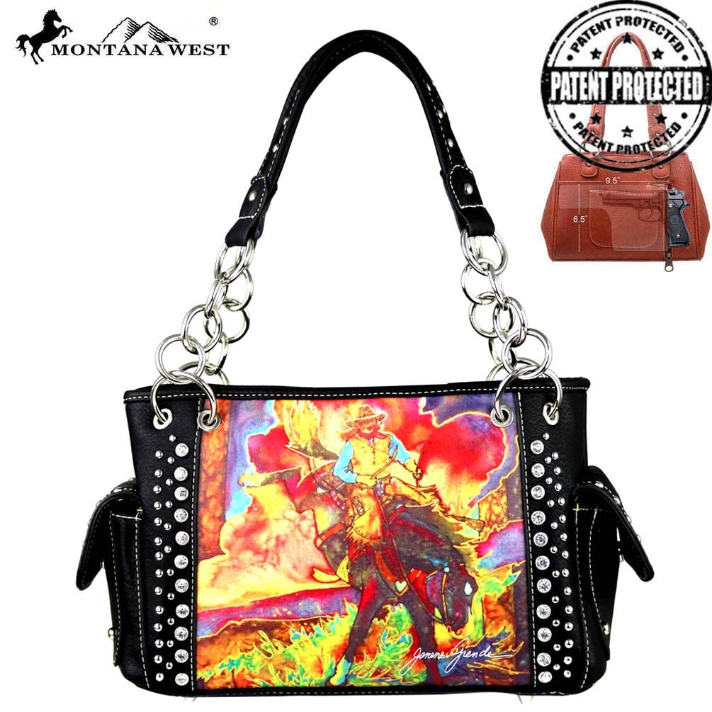 MW392G-8085 Montana West Horse Art Satchel- Janene Grende Collection