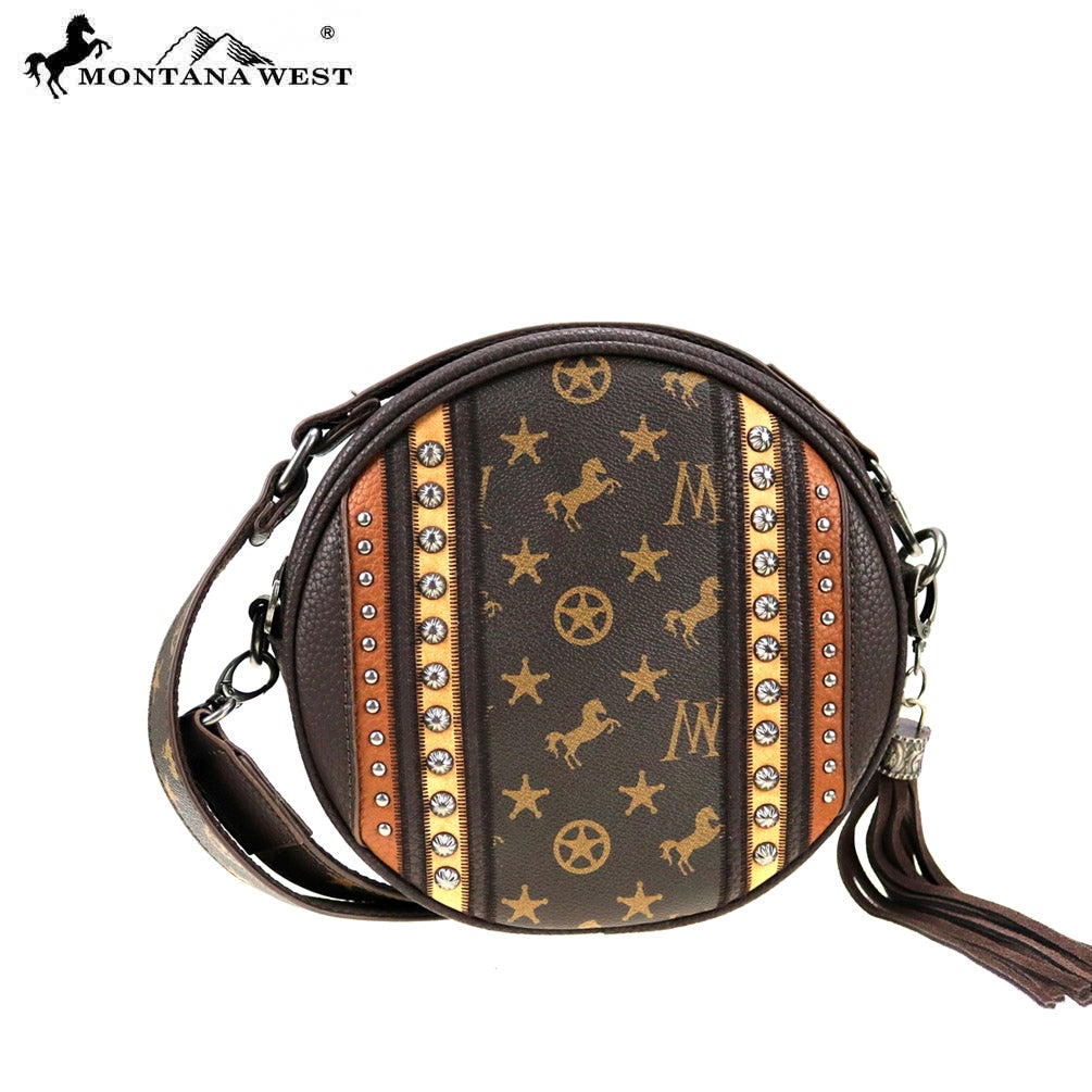 MW903-118 Montana West Signature Monogram Collection Circle Bag/ Crossbody