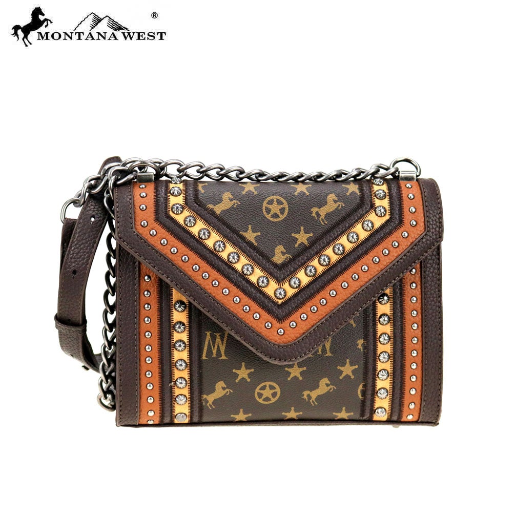MW903-8287 Montana West Signature Monogram Collection Crossbody