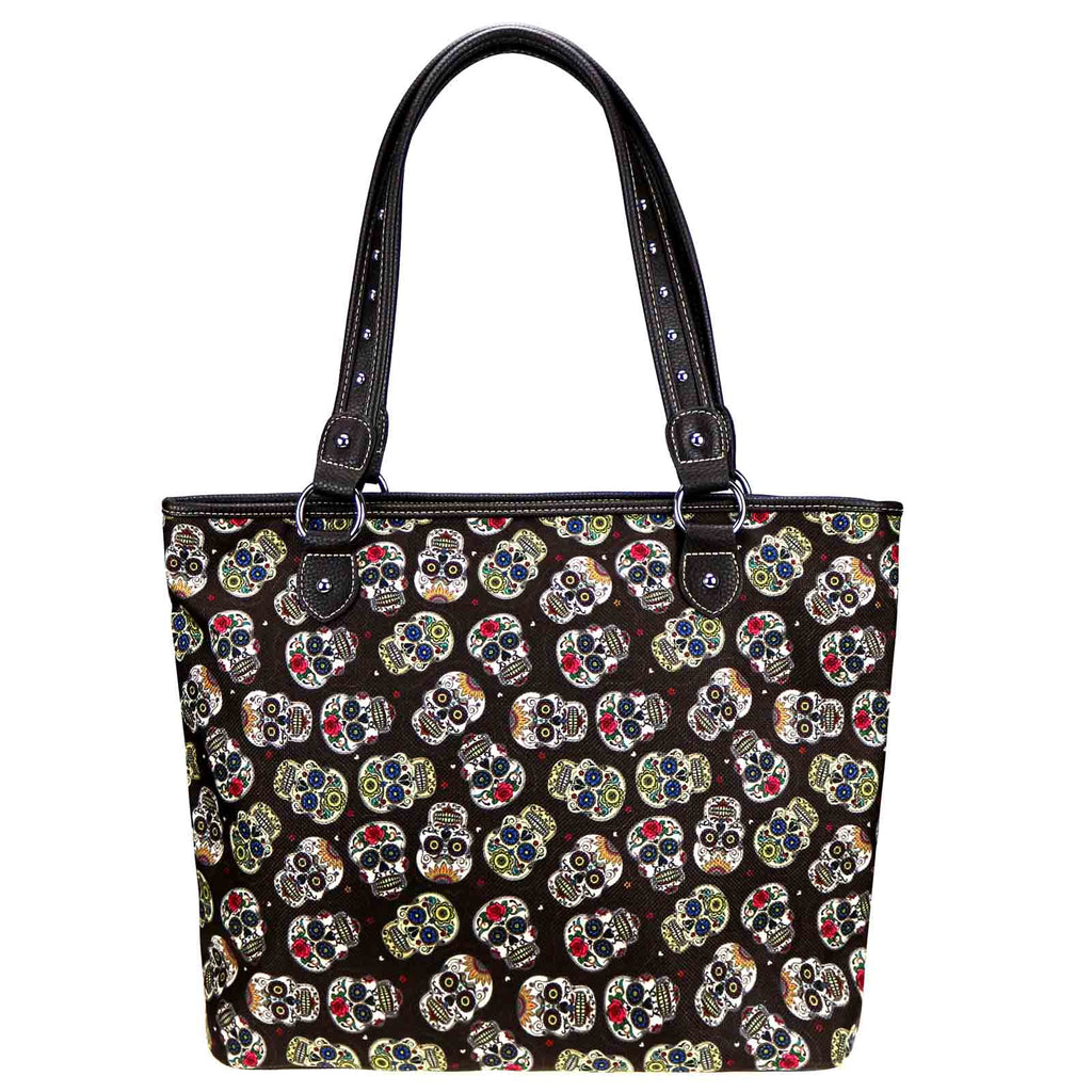 MW925-8112 Montana West Sugar Skull Canvas Tote Bag