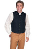 Men's Black Old West canvas vest with stand up collar