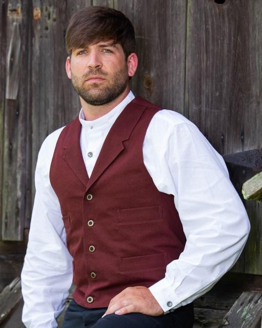 Mens Crimson 19th Century Canvas Frontier Vest 