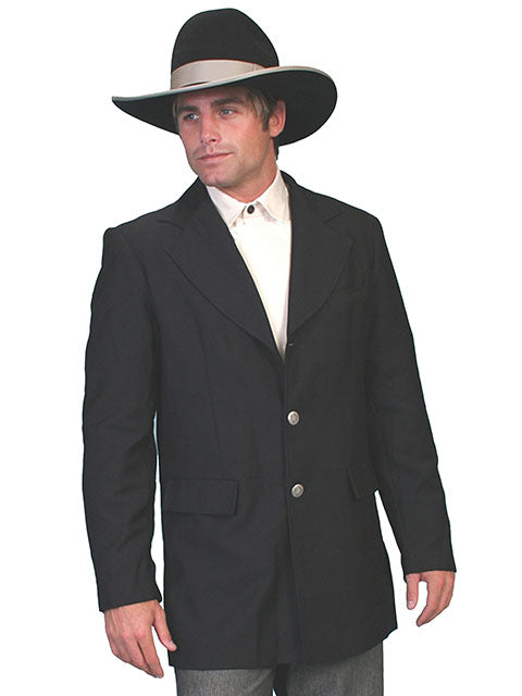 Mens Black Old West Victorian Steampunk Town Coat