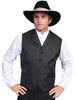 men's black western vest with notched lapel