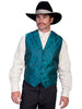 Men's Paisley western vest in teal