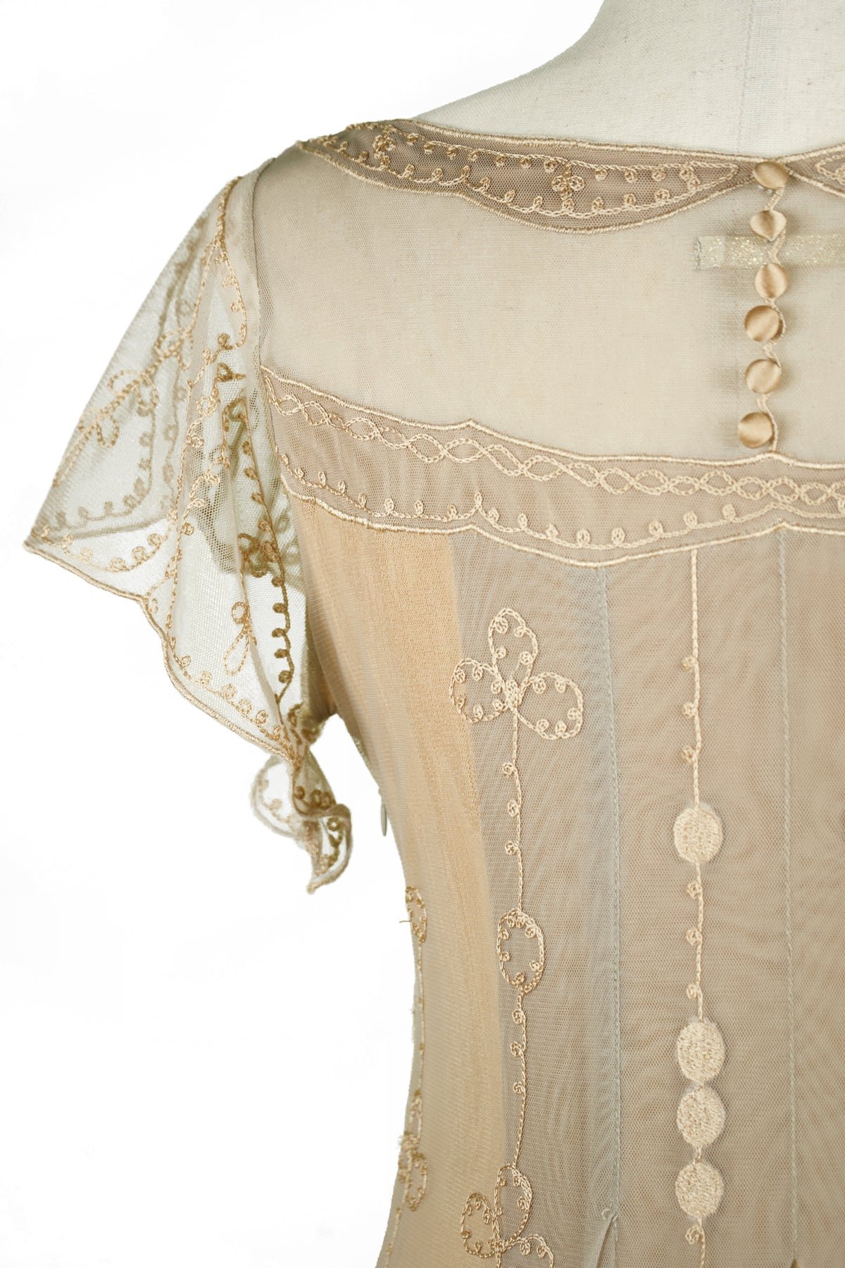 Nataya Edwardian Empire Waist Dress in Antique Gold-40839 Nataya Edwardian Empire Waist Dress in Antique Gold-40839
