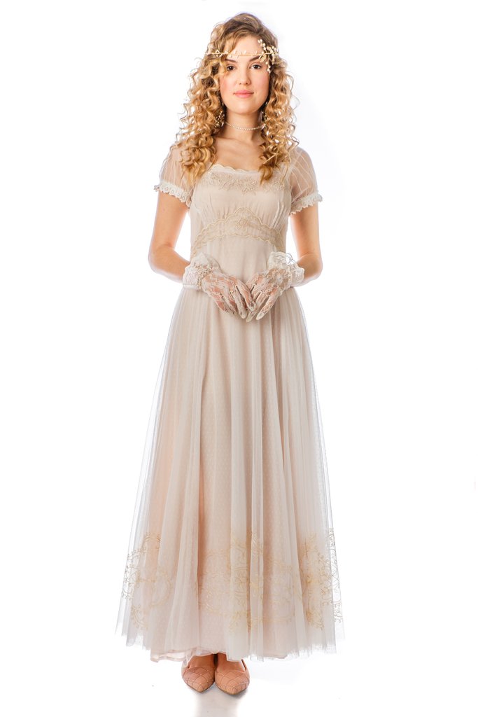 Romantic Regency Era Vintage Inspired Ivory Lace Dress by Nataya Romantic Regency Era Vintage Inspired Ivory Lace Dress by Nataya