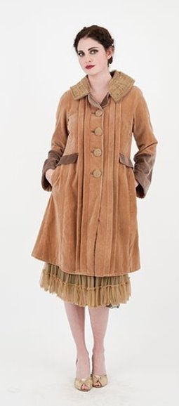 Nataya Vintage Style 1920's Velvet Coat-Size Large - Blanche's Place
