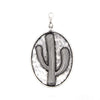 PD190107-01 SLVR  Silver oval shaped cactus pendent