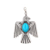 PD190107-04 SLVR   Silver bird with blue turquoise bead pendent