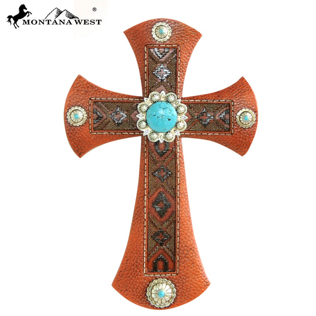 RSD-1619 Montana West Brown Aztec Resin Texture Wall Cross 11"