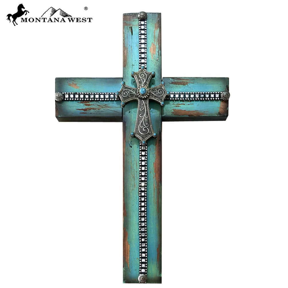 RSD-359  Montana West Western Wooden Wall Cross 17"