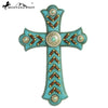 RSD-380 Montana West Turquoise Faux Leather Resin Wall Cross 12"