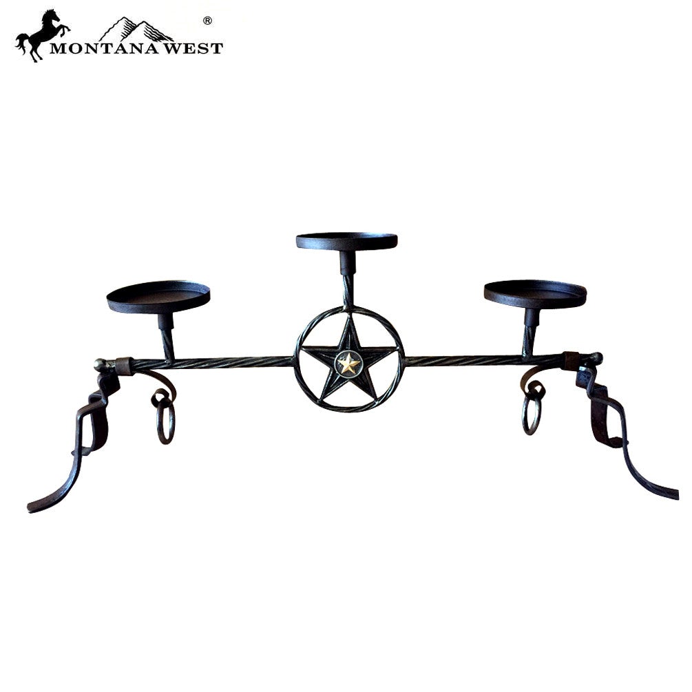 RSM-1803 Montana West Metal LoneStar Triple Candle Holder