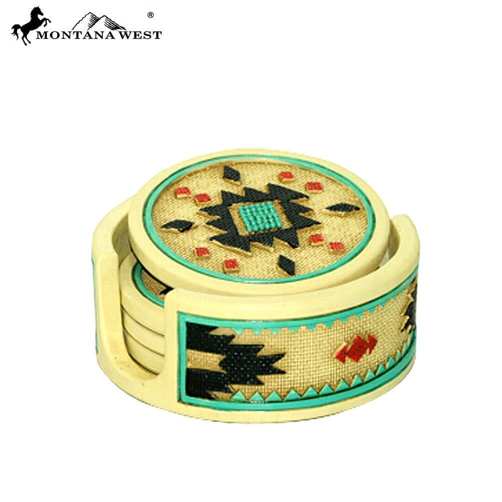 RSM-1833 Montana West Aztec Pattern Resin Coaster Set