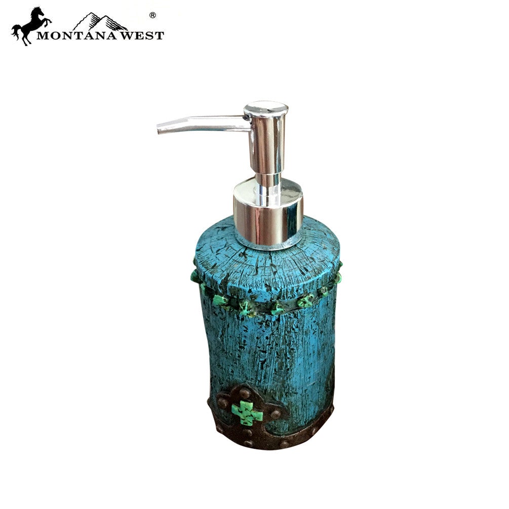 RSM-1865 Montana West Turquoise Wood Like Resin Soap/Lotion Dispenser