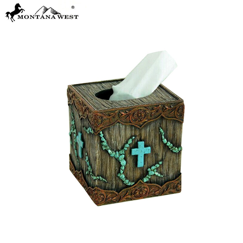 RSM-1875 Montana West Wood Like Tooled Leather Resin Tissue Holder