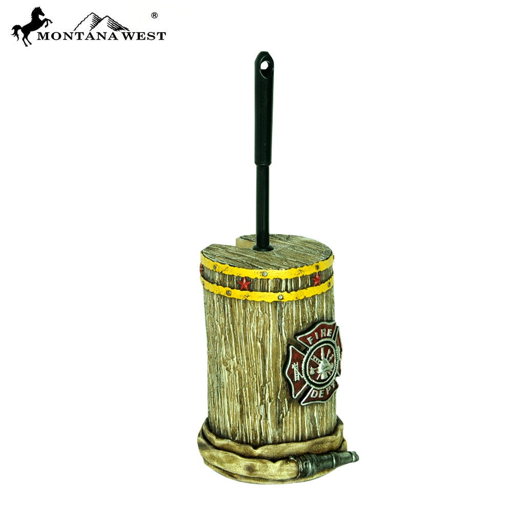 RSM-1930 Montana West Wood-Like Fire Dept Resin Toilet Brush Set