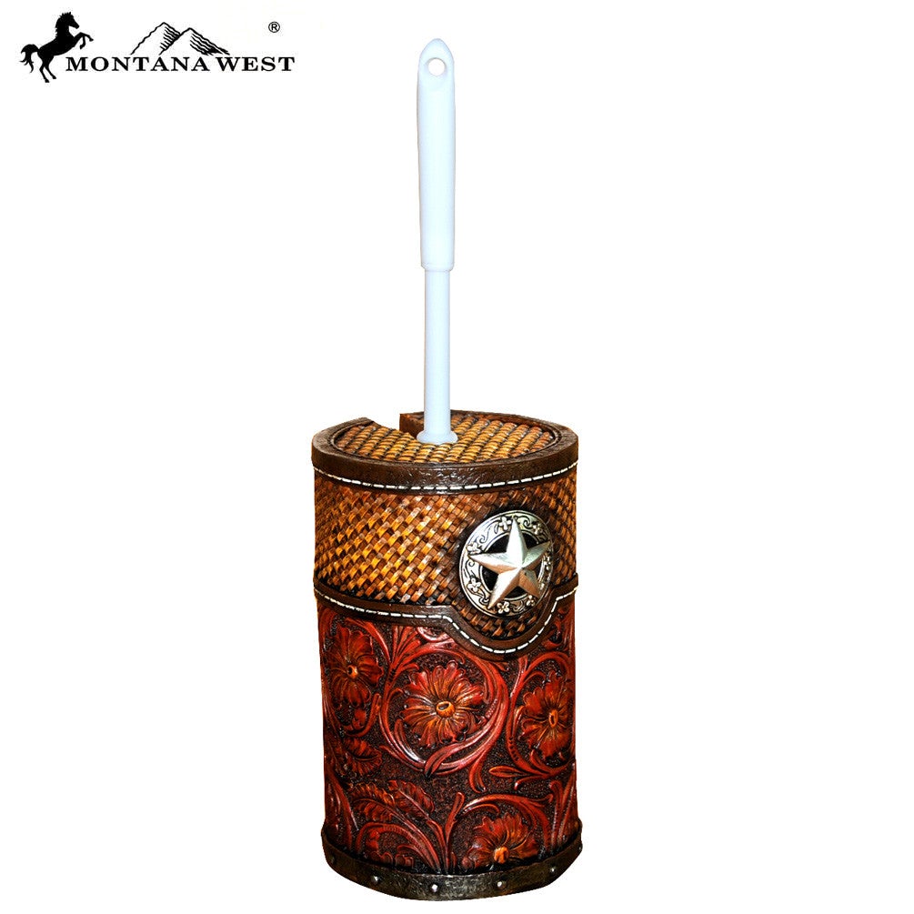 RSM-1986 Montana West Lonestar Floral Tooled Resin Toilet Brush Holder