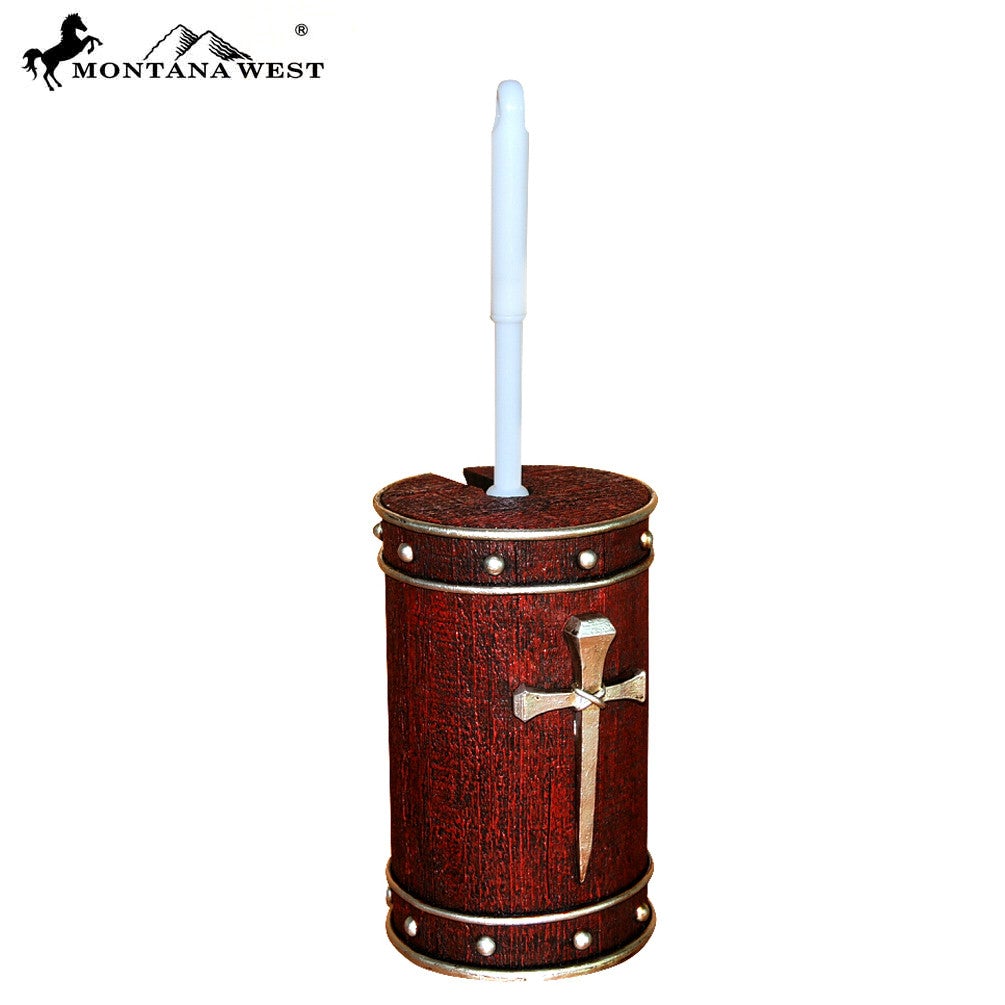 RSM-1988 Montana West Nail Cross Resin Toilet Brush Holder Set