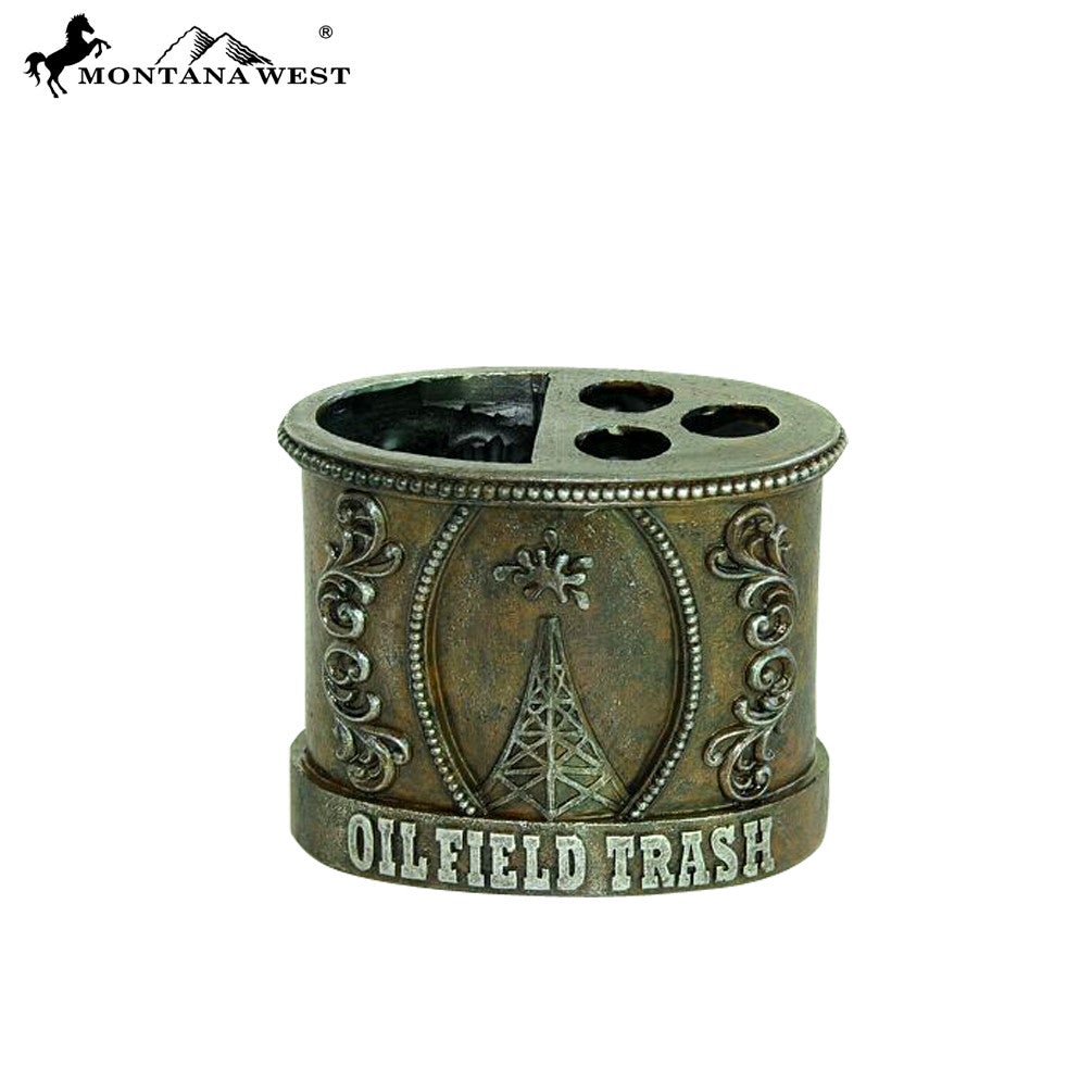 RSM-219 Montana West Bronze "OILFIELD TRASH" Toothbrush Holder