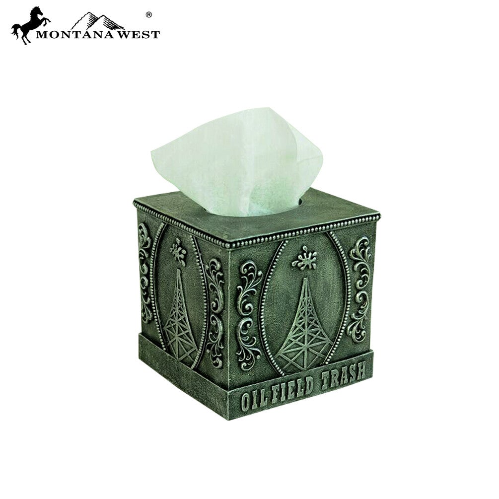 RSM-222 Montana West Pewter "OILFIELD TRASH" Tissue Holder