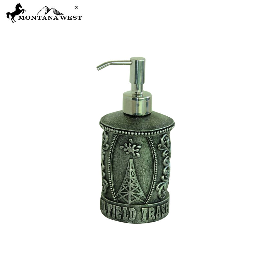 RSM-224 Montana West Pewter "OILFIELD TRASH" Soap Dispenser