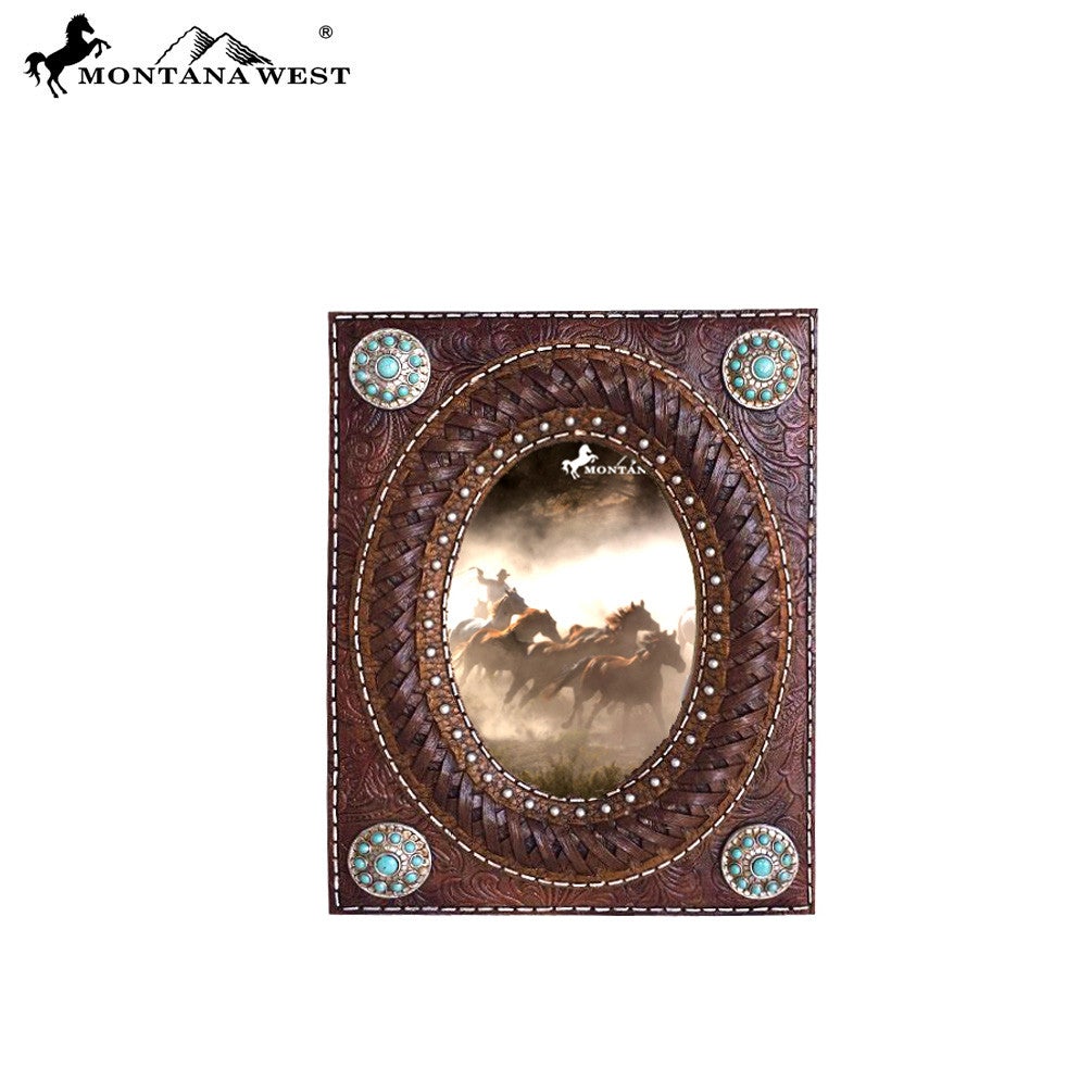 RSP-1646 Montana West Brown Floral Tooled Resin Texture Photo Frame