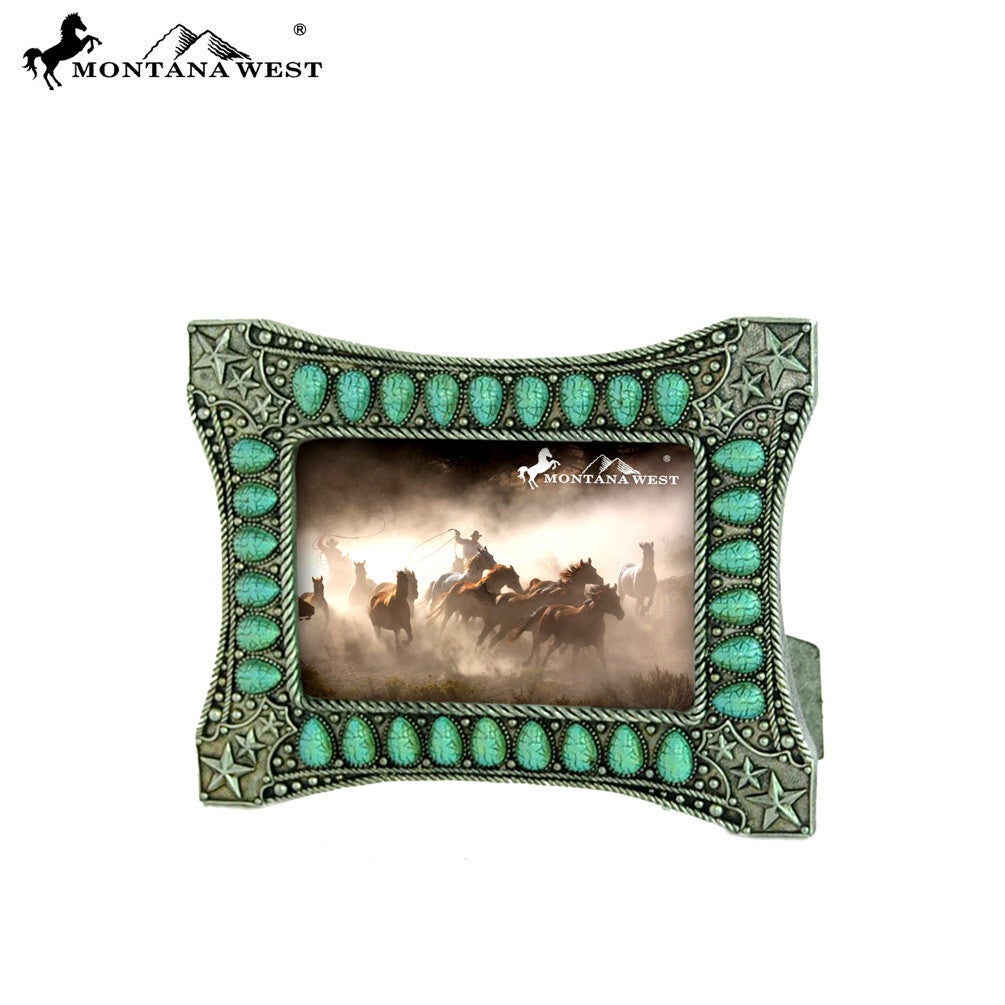 RSP-1670 Montana West Classic Turquoise Stones Resin Texture Photo Frame