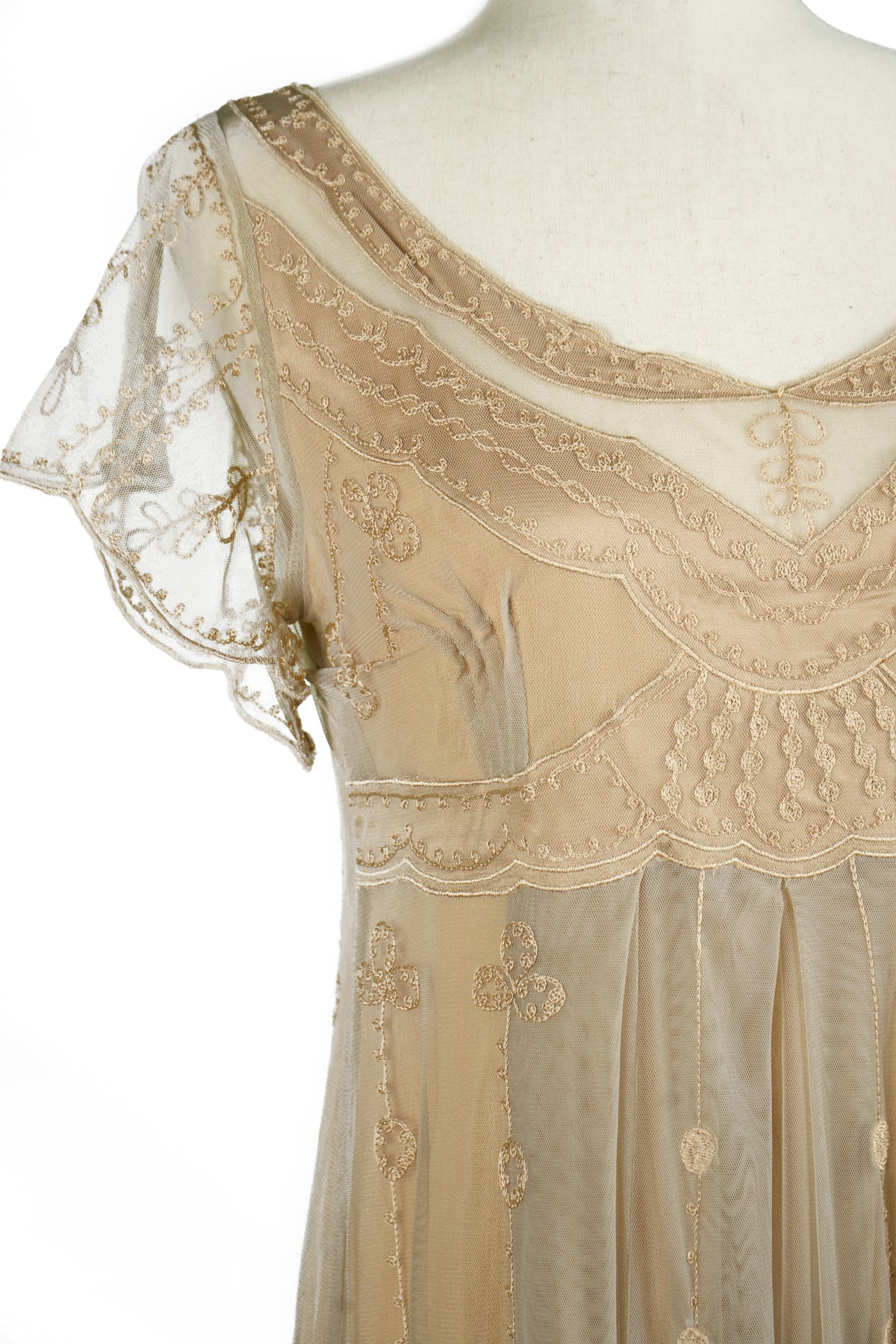 Nataya Edwardian Empire Waist Dress in Antique Gold-40839 Nataya Edwardian Empire Waist Dress in Antique Gold-40839