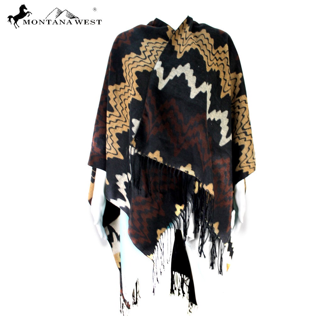 SCF-9005 American Bling Western Aztec Pattern Cape Poncho